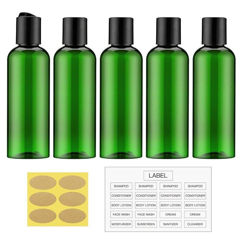 owlyee Travel Bottles for Toiletries 3.4 oz - Travel Size Containers for Shampoo Plastic - Small Empty Lotion Squeeze Bottle for Liquid TSA Approved - Leak Proof Mini Conditioner Refillable Green 100ml - Image 1